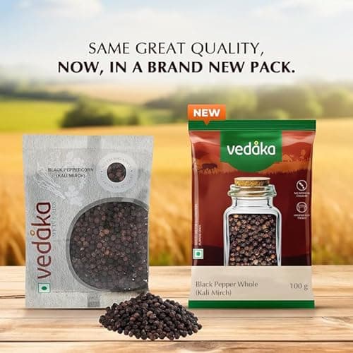 Vedaka Black Pepper Whole (Kali Mirch) |100g |No added colours | No added preservatives | Seeds | 2