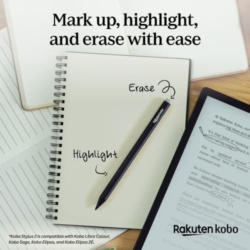 Kobo Stylus 2 | Mark Up, Write Notes and Make Highlights | Rechargeable via USB-C |Compatible with 7" Libra Colour eReader 5