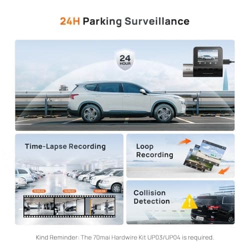 70mai A510 HDR 3K Dash Cam, STARVIS 2 IMX675 Sensor, ADAS, Built-in GPS Logger, Route Recorder, MaiColor Vivid+ with Night Owl Vision, App Playback & Share, Optional Parking Monitoring 5
