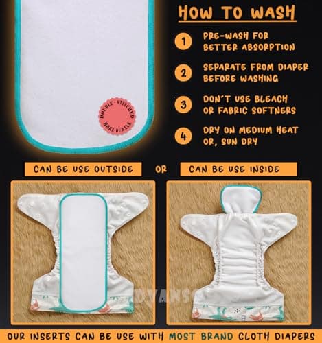 Advanso High absorbent cloth diaper inserts only 3 pcs combo pack premium insert pad for washable diapers reusable wet free booster pads dry feel soaker pad diaper liners 4