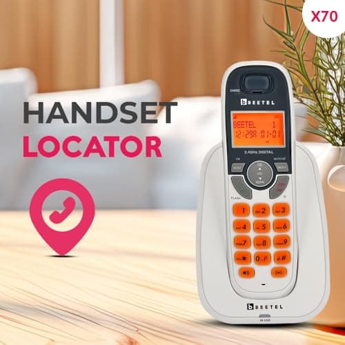 Beetel X70 Expandable Cordless Landline Phone, 2.4GHz Frequency, 2 Way Speaker Phone, Ringer Volume, LED Notification for Ringer and Charging (X70)(White) 5