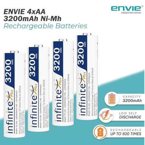 ENVIE® (ECR 20 MC+4xAA3200) Rechargeable Battery Charger for AA & AAA Ni-mh/Ni-Cd with AA3200 Infinite Plus 4PL Rechargeable Batteries 4