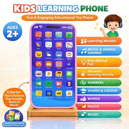 Kids Phone – Rechargeable Toy for Kids with 24 Learning Modes | Talking Dummy Mobile for Boys & Girls Age 2–12 | Educational Mobile Phone Toy with, Music & Games Flash Card Phone 4