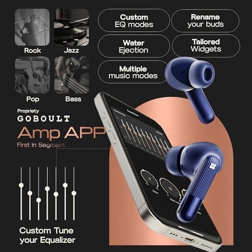 GOBOULT Earl TWS Earbuds with Hybrid ANC (Upto 50dB), 10mm Dual Drivers, Upto 50H Playtime in Ear Earbuds, App Support, Spatial Audio, IPX5, Dual Device Pairing, TWS (Ivory White) (Sapphire Blue) 4
