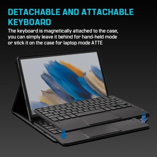 BESTOR Bluetooth Touchpad Keyboard flip case Cover for 10th Gen with Pencil Holder Bluetooth Laptop-Size Tablet Keyboard Compatible with iPad, Laptop, Tablet (Black) 2
