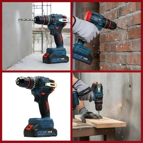 THOR 21V Cordless Impact Drill Kit | 2x 2.0Ah Batteries, Fast Charger, Metal Chuck, LED Light | Variable Speed, 31 Accessories, BMC Box | Compact Professional Home DIY Drilling 4