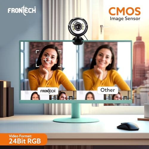 FRONTECH Digital Webcam with Built-in Mic & LED Lights, 30 FPS, Plug and Play USB Interface, Auto White Balance, for Video Calling, Live Streaming, Online Classes, Laptop/PC/TV (2251, Black) 3