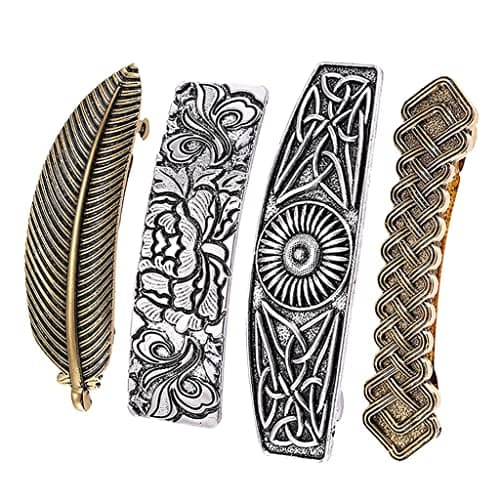 Meadawgs® 4X Barrette Holder Celtic Carved Convex Hair Clip Hair Decor Headress|Clothing, Shoes & Accessories | Womens Accessories | Hair Accessories|4 Pieces Viking Barrette 4