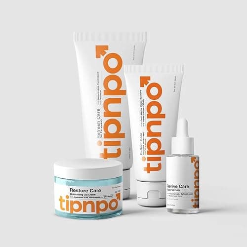 tipnpo Daily Care Combo Kit for Men (Face Wash 100 ml, Niacinamide Face Serum 30 ml, Gel Moisturiser 50 g, Sunscreen SPF 50 PA++++) | Oil Control, Acne Care, Hydration & Brightening