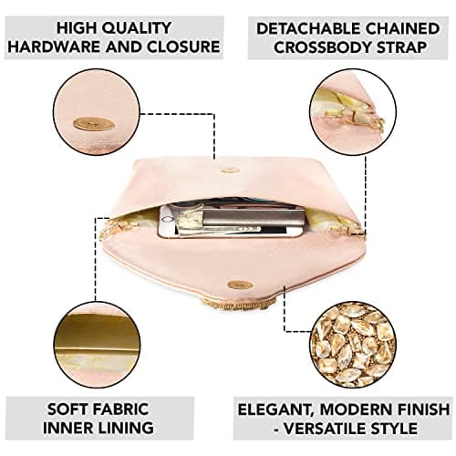 Peora Peach Clutch Purse for Women Wedding Handmade Evening Handbag Party Bridal Clutch (C61PCH) 3