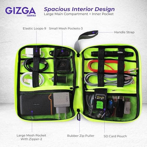 Gizga Essentials Gadget Organizer Case, Portable Zippered Pouch for All Small Gadgets, HDD, Power Bank, USB Cables, Power Adapters, etc (Grey) 4