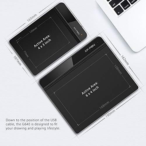 XP-Pen StarG640 Graphics Drawing Tablet Pen Tablet (6x4 Size, 8192 Levels of Pressure Sensitivity, Battery Free Stylus and 20 Replacement nibs), Black 3