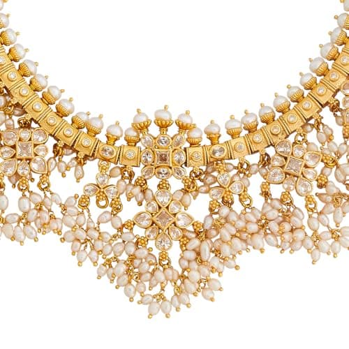 KUSHAL'S Fashion Jewellery white gold polished 92.5 Silver temple necklace, Best for festive & Special Occasion - 452651 2