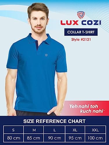 Lux Cozi Pack of 2 Emerald and Sea Green Regular fit Half Sleeves Polo Neck T-Shirt for Men |Polo Casual Tshirt for Men | 100% Combed Cotton - Colour Fresh, Quick Dry, Ultra Soft (Size : Large) 5