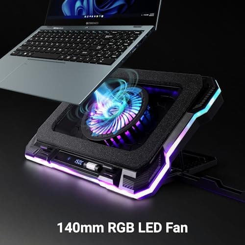 ZEBRONICS NC9200, Laptop Cooling Pad, 140mm RGB LED Fan, Upto 19 inch Laptop, Dual USB Port, Magnetic Foam Cushioning, Detachable Mobile Holder, Fan Speed Controller, High Speed, 10 RGB LED Modes 2
