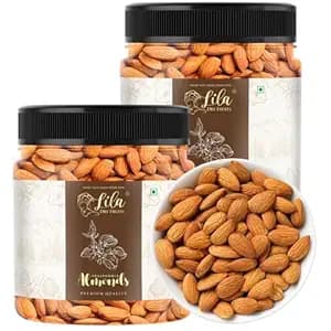 LILA DRY FRUITS California Almonds 500 Gms X 2 Each | Premium Whole Almond Ideal for Snacking, Dessert Topping | Natural, Crunchy Badaam, Fresh & Raw Badam | Dry Fruits Perfect for Gifting