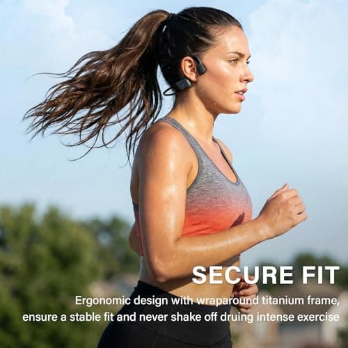 Rakklor Bone Conduction Headphones Bluetooth 5.4 Open-Ear Headphones with Mic 20 Hour Playtime, IPX5 Waterproof Wireless Earbuds for Running Cycling Sport Workouts, Black/Gray 5