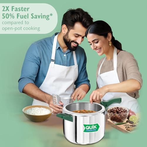 Hawkins 5 Litre Pressure Cooker | Stainless Steel | Quik | Straight Body | Induction Compatible | Ideal for 5–7 persons | Silver (QSP50)|Induction and Gas Stove Compatible 2