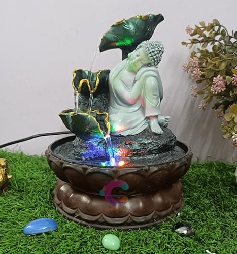 Craftisan™ Decorative Water Fountain for Home Décor, Office, Indoor & Outdoor, Garden, Puja Room, Vaastu, Reception, Spa, Gifting. (Grey Buddha UR-048)