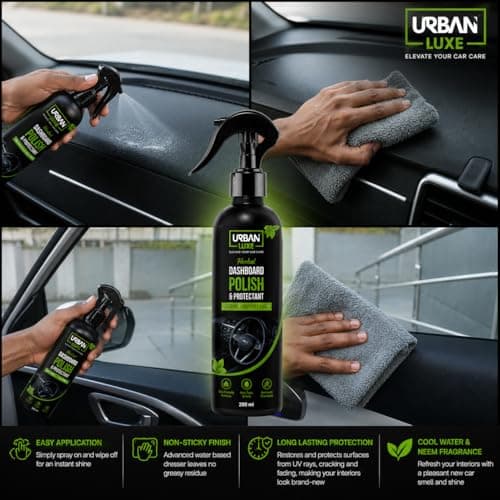 UrbanLuxe Car Dashboard Polish & Protectant | 200ml (235g) | Dashboard Dresser | Car Polish for Interior Plastic, Vinyl & Leather Trims | Herbal,Non Toxic | Protects, Shines & Conditions 3