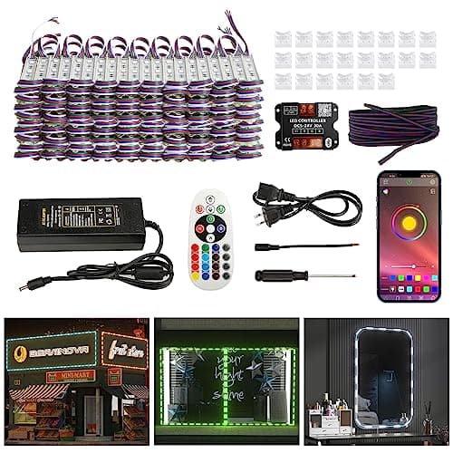 BEAMNOVA LED Strip Kit 30M Commercial RGB Shop Lights Bluetooth Mobile App Control 12V DC Power Supply Remote Connectors