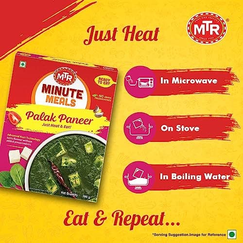 MTR Minute Meals Palak Paneer 300g | Ready-to-Eat Meals | Instant, Heat & Eat | Authentic Indian Paneer Dish 5