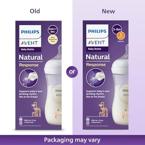 Philips Avent Natural Baby Plastic Feeding Bottle | No.1 Brand Recommended by Moms Worldwide | Ideal for 1 months+| Natural Response Technology Mimics Breastfeeding | Uniquely Designed Nipple releases 2