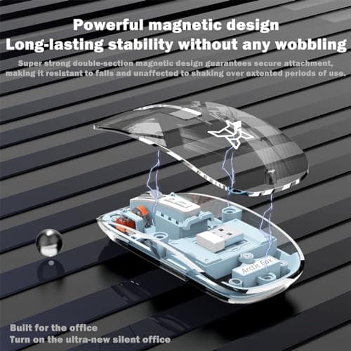 Arctic Fox Pureview Transparent Wireless and Bluetooth Rechargeable Mouse, USB Receiver,LED Battery Magic Silm for Office/PC/Mac/Laptop/Apple/ipad(Space Gray) 3