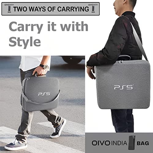 OIVO INDIA Grey Nylon Grey Hard Carrying Storage Case Compatible for PS5 (PlayStation 5 Bag) 2