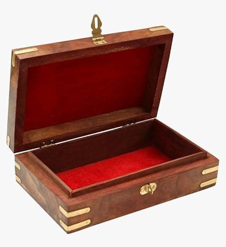 MOON CRAFT Wooden Jewelry Box Organizer - Classical Wood Jewlery Box Jewelery Storage Box Case Holder Jewellery - Carved 4