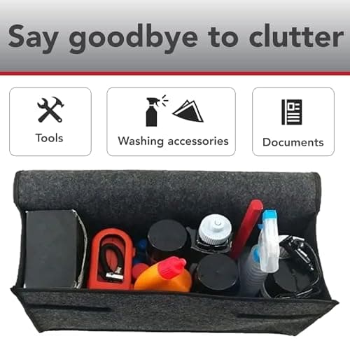 OCEANEVO Felt Car Boot Organizer, Car Trunk Organizer For Storage Of Accessories, Hardware Tools And Documents - 50 X 24 X 17 Cm - Dark Grey 4