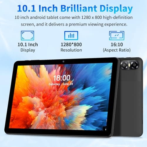 NEWISION Android Tablet, 10 inch Android 13 Tablets Octa-Core Processor with 8GB RAM 64GB 1TB Expand,1280x800 IPS HD Touchscreen, 5G WIFI,6000mAh Battery, Bluetooth, Dual Camera with Tablet Case 5