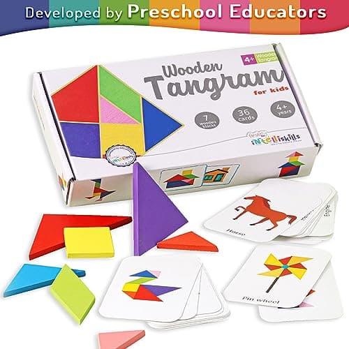 Intelliskills Premium Brain Boosting Wooden Tangram Puzzle Game for Kids, Educational & Travel Puzzle Game for 3+ Years Girls & Boys, Brain Teaser Toys, BIS Certified, Birthday Gift 2