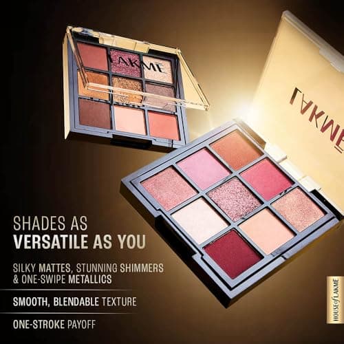 LAKME 9 in 1 Eyeshadow Palette, Sunkissed, 11.7g, for Captivating Eye Looks, with One-Stroke Payoff & Smooth Texture, Matte Shimmer and Metallic, Blendable & Buildable, for Women 5