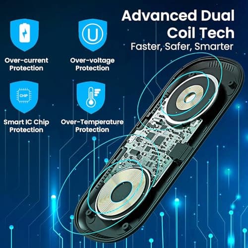 MOOSH Quick Charge Dual Wireless Charging Pad 25W Qi-Certified Charger Pad for Smart Phones Charge While Listening to Music, Streaming Videos, & Video Calls (Black) 3