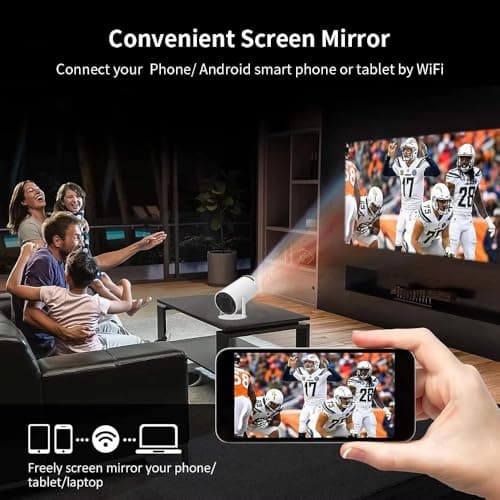 Smart LED Projector with 720p HD Resolution, Rotatable Design, Built-in Streaming Apps 2000 Lumens, Screen Mirroring, 3 Watts Speaker (White) 3
