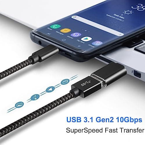 USB C Adapter, USB C to USB 3.1 Adapter, USB C to USB, USB C Male to USB A Female OTG Adapter Compatible with MacBook Pro, Samsung Galaxy, Type-C Mobile Phones, Tablets and Laptops (Black) 3
