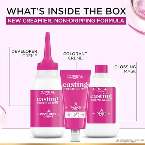 L'Oréal Paris Casting Crème Gloss Hair Color With Glycolic Gloss Complex | 5X Glossier Hair Color | Shade 535 - Chocolate | 60g + 40ml + 60g 6