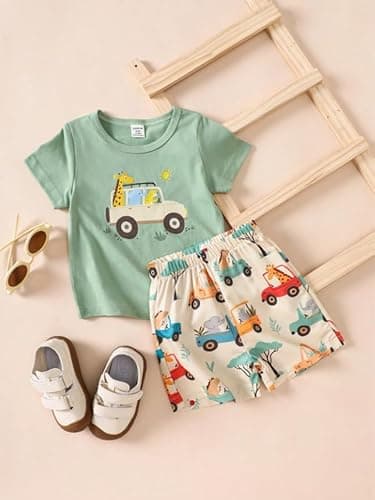 M.C Kids Clothes for Boys | Printed Cotton Half Sleeves T-shirt and Shorts Clothing Set | Casual Baby Boy Dress | Lightweight Kids Dress Set (2-3 year) 2