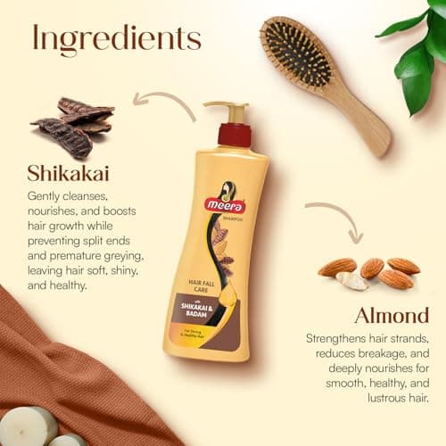 Meera Shampoo Hairfall Care, With Goodness Of Badam and Shikakai, For Men And Women, 340ml, Yellow (MSAM0340HFC02R) 3