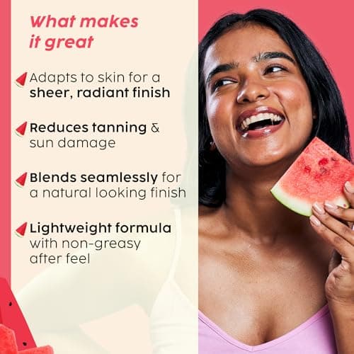 PLIX - THE PLANT FIX Watermelon Tint Twist Color-Adapting Sunscreen | For light coverage & instant glow | SPF 50 PA++++ Medium Sunlit Glow 3