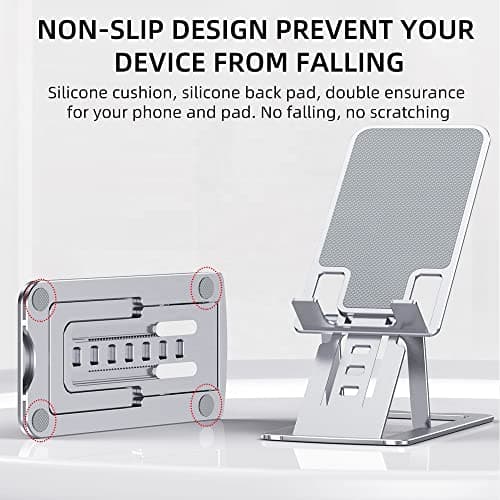 CaseBase Premium Mobile Stand for Desk | Aluminium Alloy Adjustable Height & Angle with Foldable & Compact Design for Work, Yoga, Teaching, Gaming | Tablet & iPad Holder for Office Work Table (Grey) 2