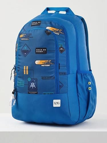 Wiki Polyester 31.5L 3 Compartments Badges : Blue Backpack/Bag For Boys and Girls Kids | Spacious Lightweight Bag with Comfortable Padded Shoulder Strap(12969_Blue) 2