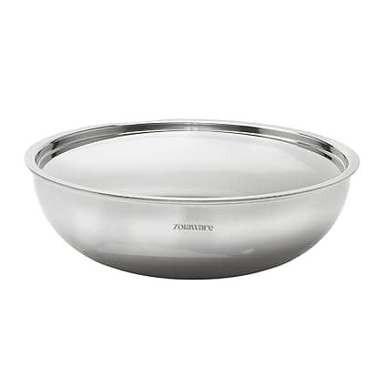 Zoraware Triply Stainless Steel Tasra with Lid l 5 Year Warranty l Induction Friendly | Silver | 24 cm Diameter