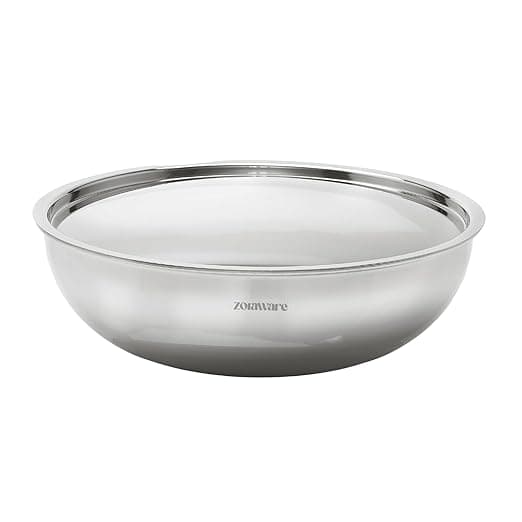 Zoraware Triply Stainless Steel Tasra with Lid l 5 Year Warranty l Induction Friendly | Silver | 24 cm Diameter