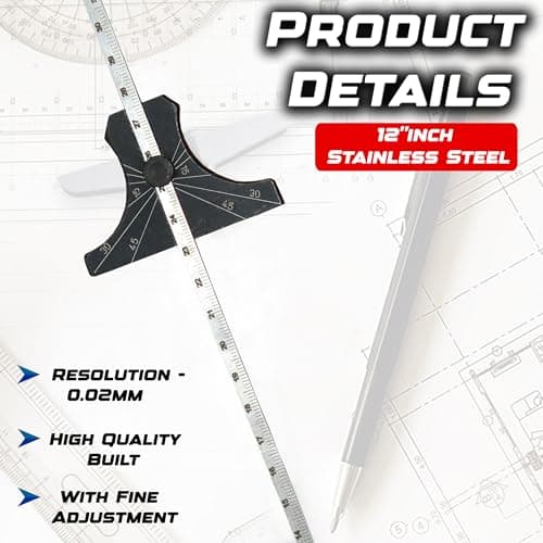 Digital Craft 12-Inch Depth Gauge (300mm) Stainless Steel Precision Measuring Tool for Engineering, Machining & Industrial Use, Accurate Depth Measurement Instrument for Workshops 3