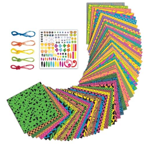 Creativity for Kids by Faber-Castell Neon Origami Kit - 60 Double-Sided Neon Origami Paper Sheets with Stickers, DIY Art Craft Activity for Beginners, Gift for Girls and Boys Ages 7-12 4