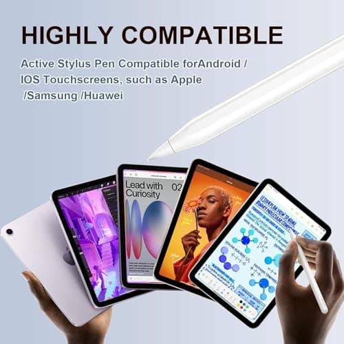 Universal Stylus Pen for Touchscreens, Rechargeable Fine Tip Digital Pen for Writing, Drawing & Note-Taking, Works with Android and iOS Devices (White) 4