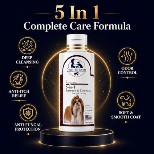 The Pet Mom Organic 5 In 1 Shampoo & Conditioner For Shih Tzu Dog & Puppy | Deep Cleans, Refreshing, Conditions, Anti Itching, Anti Fungal, Bad Odor | Dog Shampoo Conditioner For All Dogs Breed –200ml 3