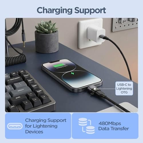 UNIGEN Type C Female OTG Adapter to L Port USB 2.0, 480Mbps Data Transfer + Charging Support Compatible with iPad, iPhone 14, iPhone 13 and Other Series - Black 4